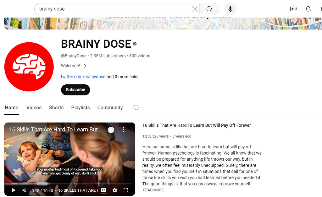 brainy dose youtube channel