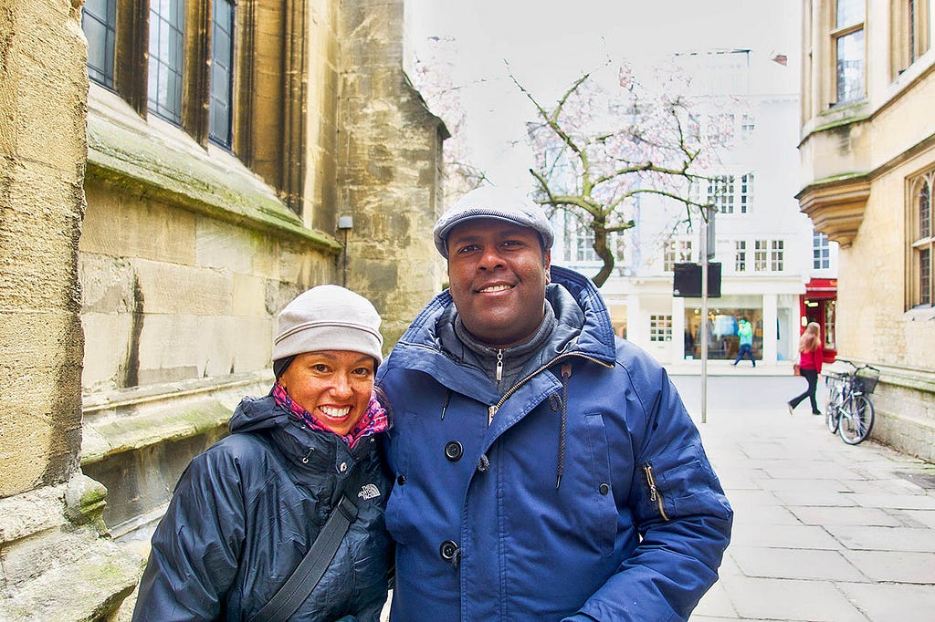 a lady and a man on an english street