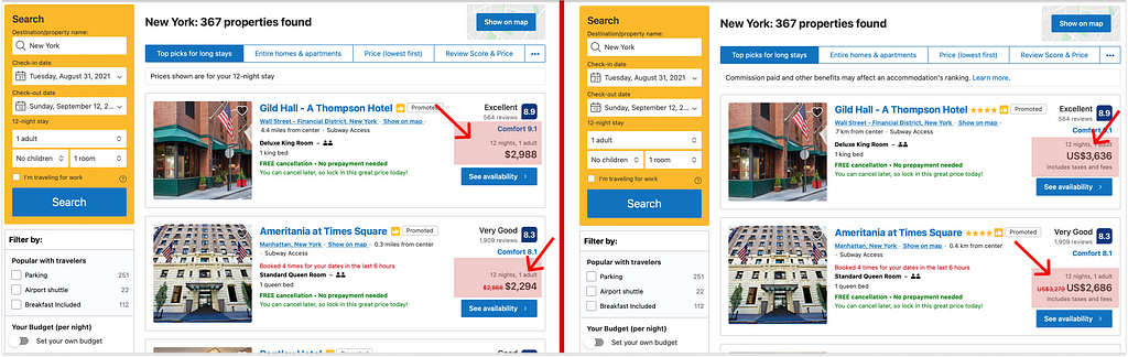 Difference between prices is around $400-$700