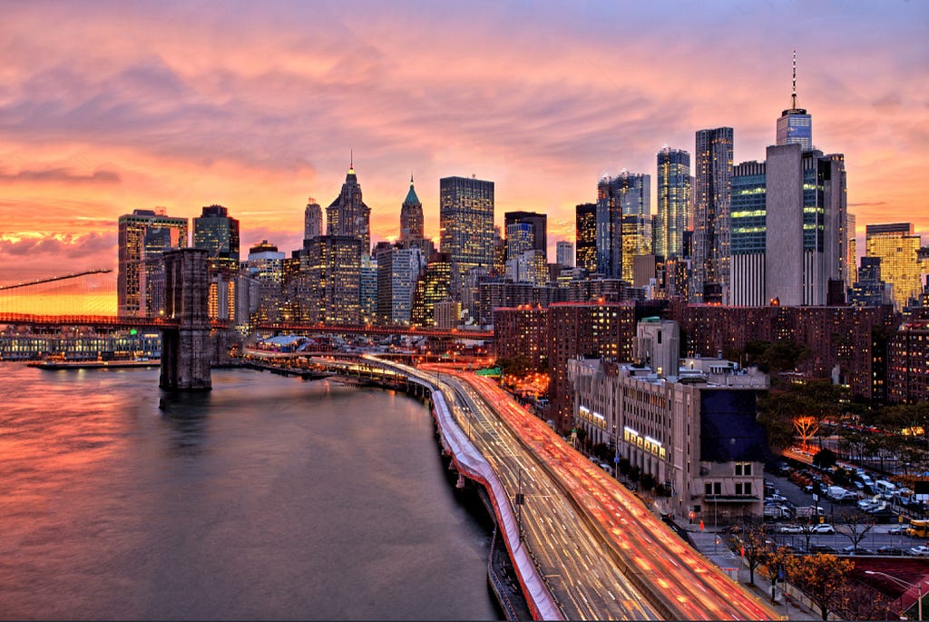 Sunset over Lower Manhattan, New York City