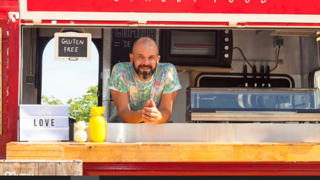 Man at food truck window