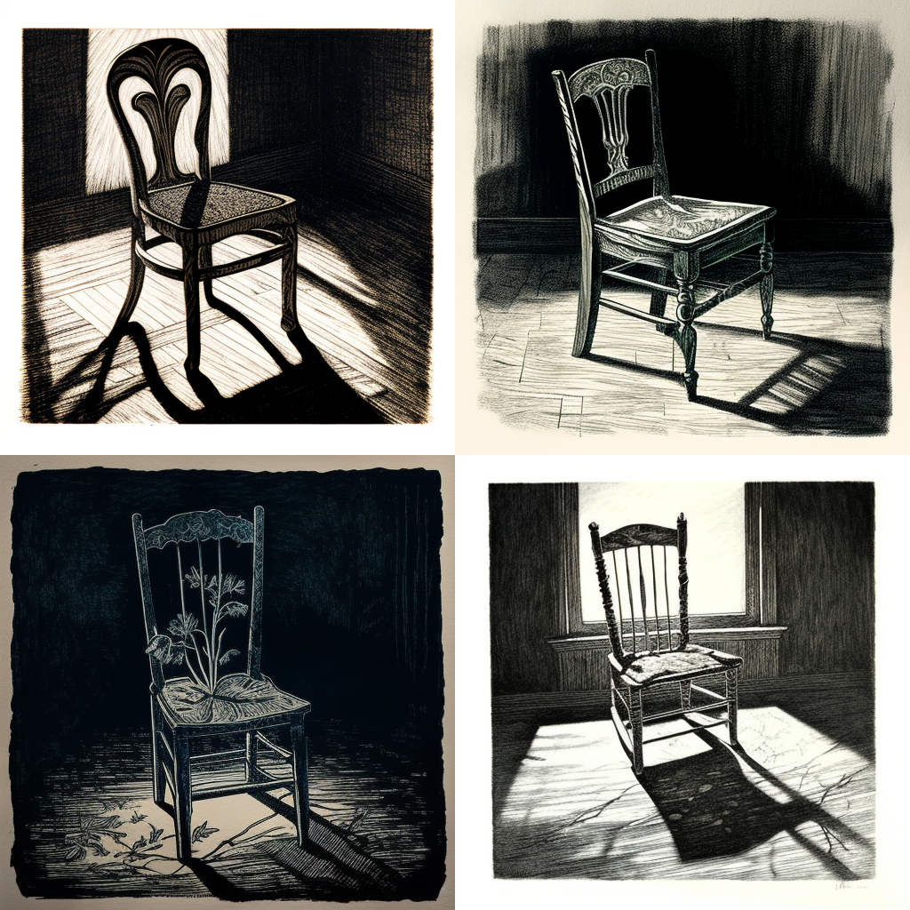 chairs, etching