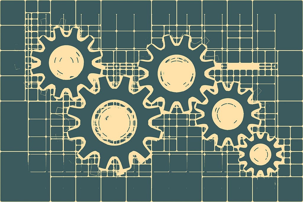 Drawn image of gears