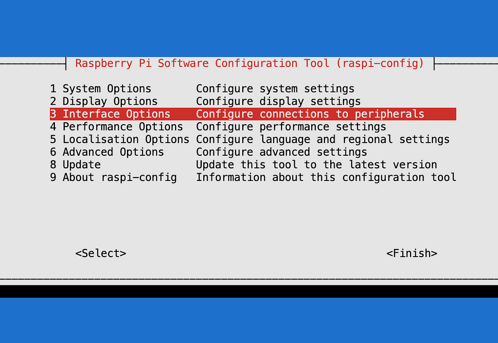 Raspi config settings in console