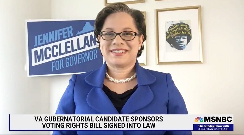Jenn McClellan appears on the Sunday Show to tout the new Virginia voting rights bill she sponsored.