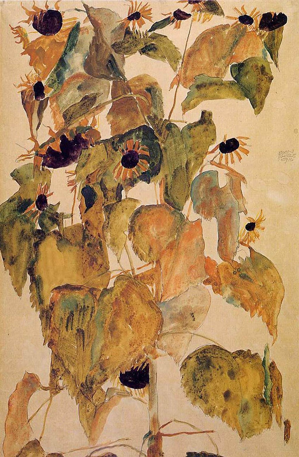 Egon Schiele, Sunflowers, 1911