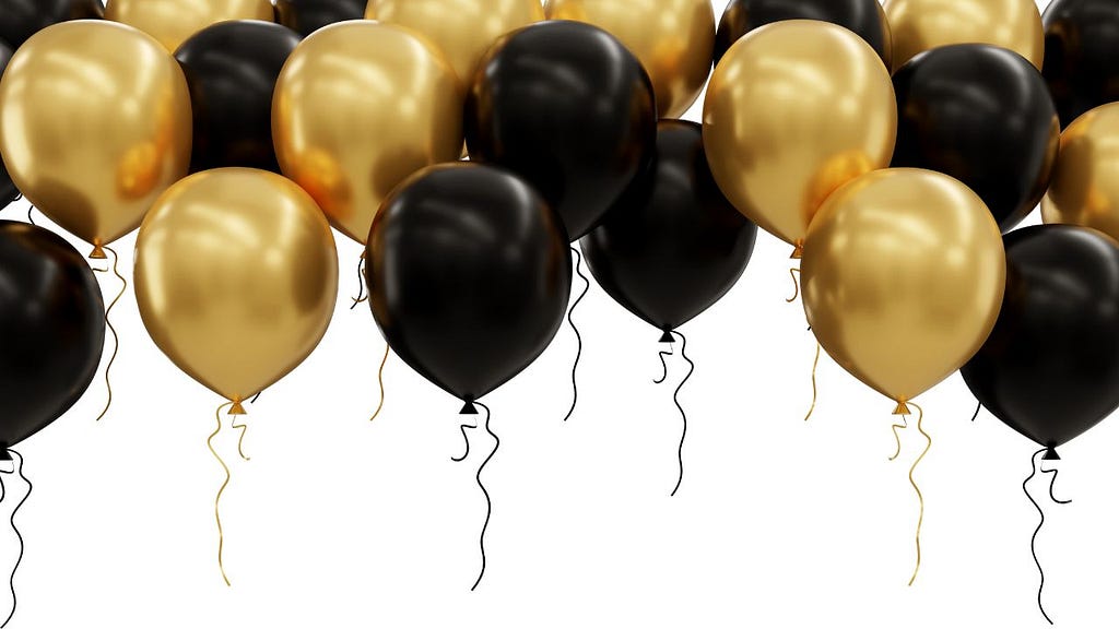 Gold and Black color Balloons