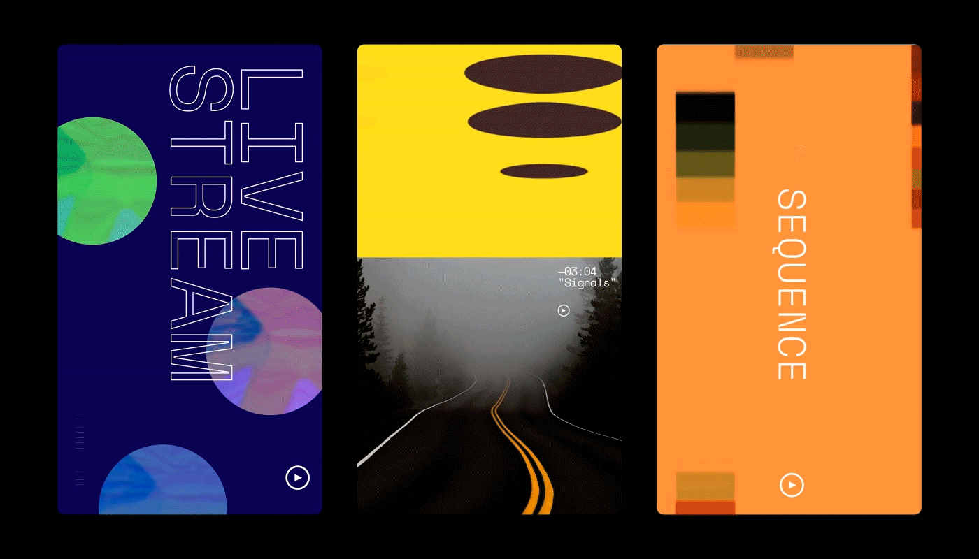 Abstract Bauhaus templates with GIFs, colorful shapes, and balanced asymmetric designs.