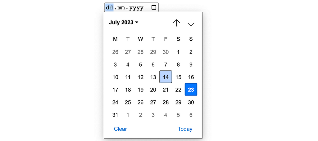 The result of input:date. There is a calendar (date picker)