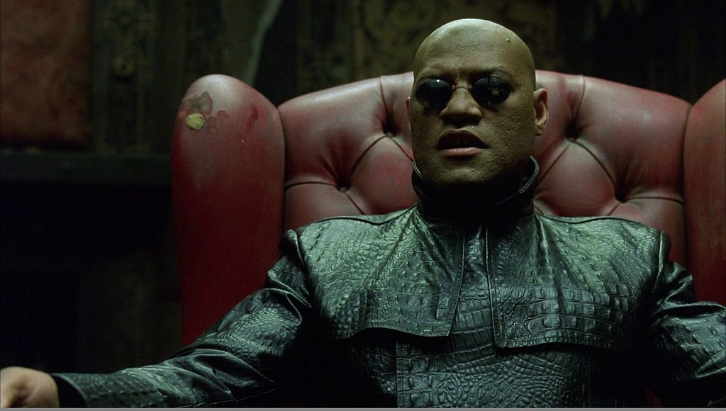 Morpheus from the Matrix, explaining readability to Neo.