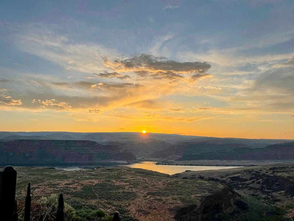 Sunrise over a beautiful mountain landscape