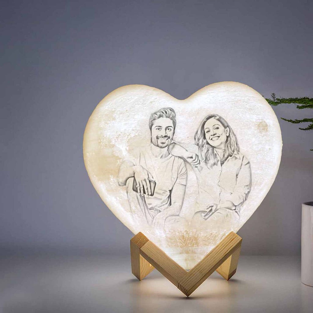 Personalised Heart Lamp 16 Colour Romantic Gift for Couples Sorry Message