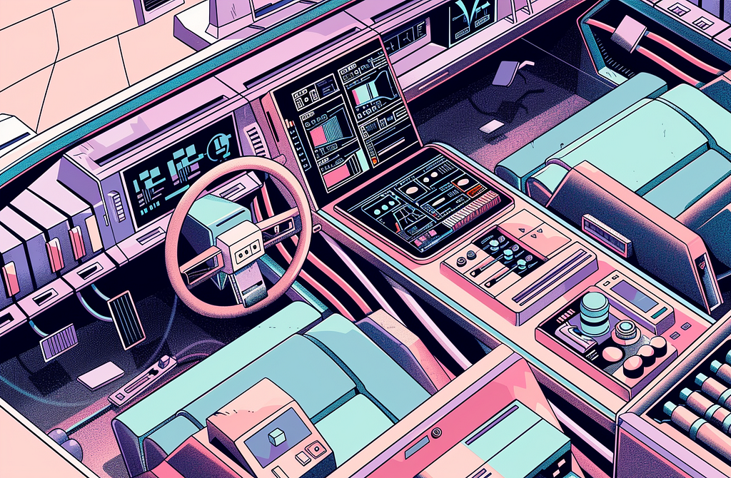 An illustration of a retro car with two seats and lots of buttons in the control, its about putting the user in the driver seat and giving control where it makes sense.