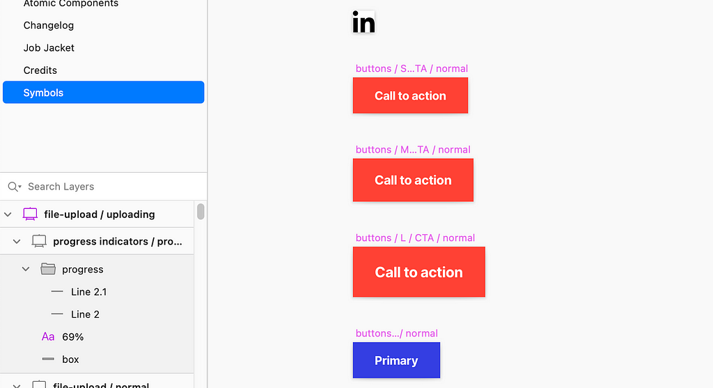 Symbols/Components page in Sketch App