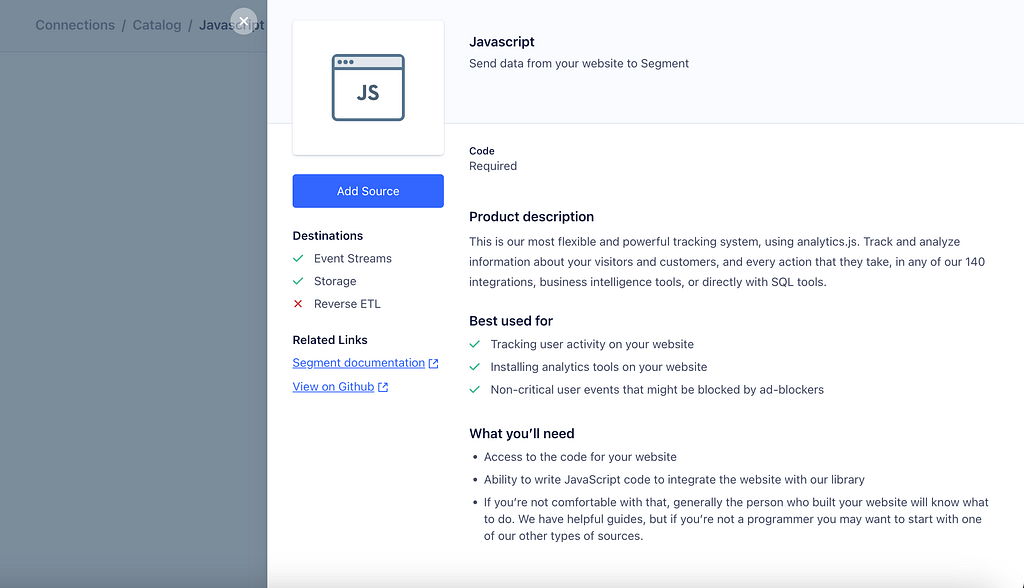 Side bar in Segment adding source — Segment