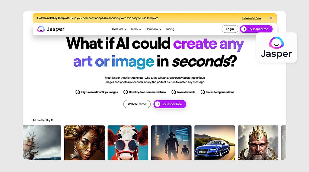 Jasper Art: A single tool for AI images and AI writing