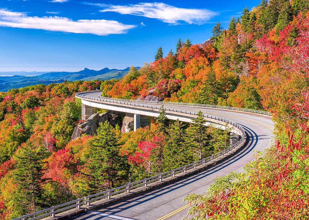 Linn Cove Viaduct near Grandfather Mountain on the Blue Ridge Parkway north of Asheville.
