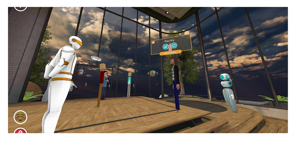 Our design team in avatars in a VR conducting a work meeting