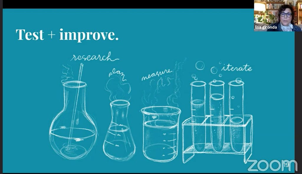 A Chief of Staff as a DesignOps leader, has to apply a test & improve approach — shows beakers, test tubes, flasks