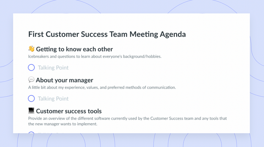 https://fellow.app/meeting-templates/first-customer-success-team-meeting-agenda/?from=80