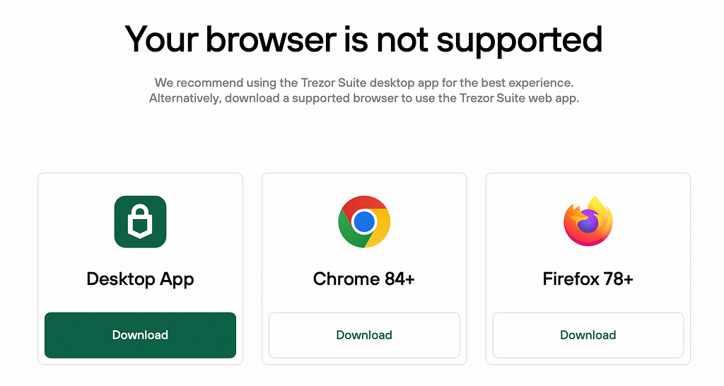 A screenshot showing the option to download a supported browser or proceed.