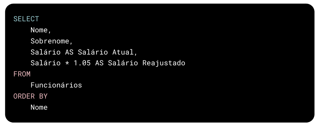 Select e cálculo de reajuste de salário