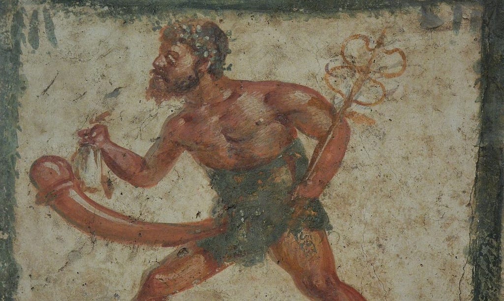 Detail from a fresco of Priapus found at Pompeii, between 89 BC and 79 AD