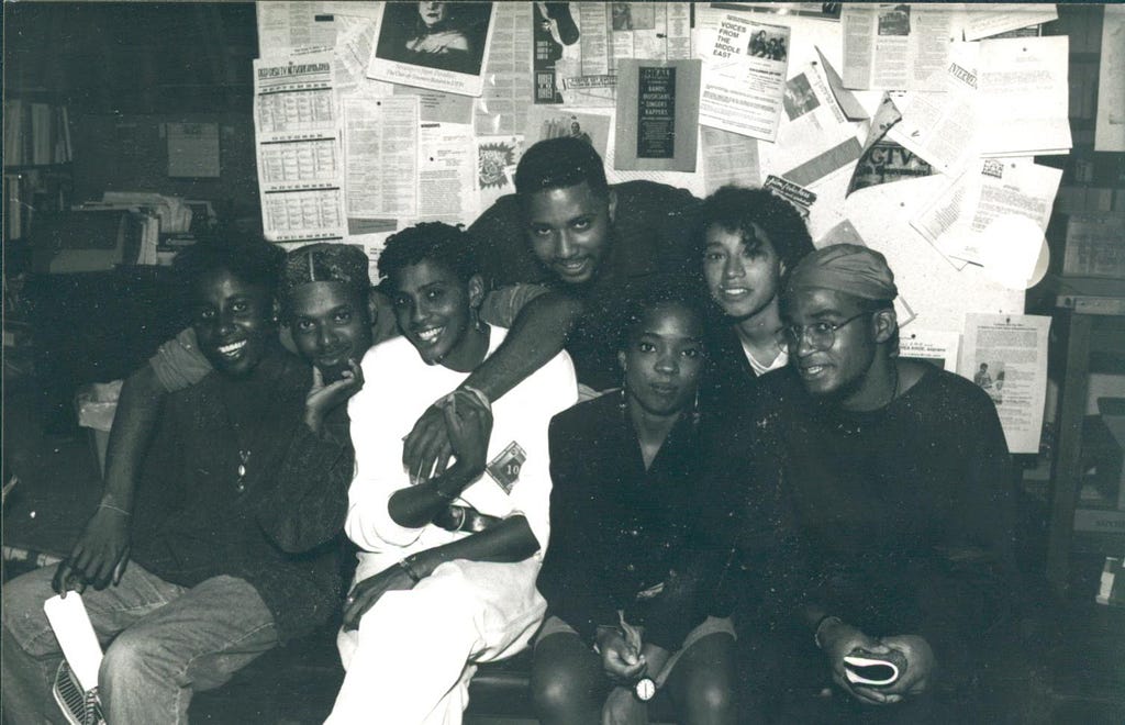 Black Planet Productions collective: Jacqueline Dolly, Mark Aubert, Cyrille Phipps, Thomas Poole, Joan Baker, Donna Golden and
 George Sosa (Left to Right)