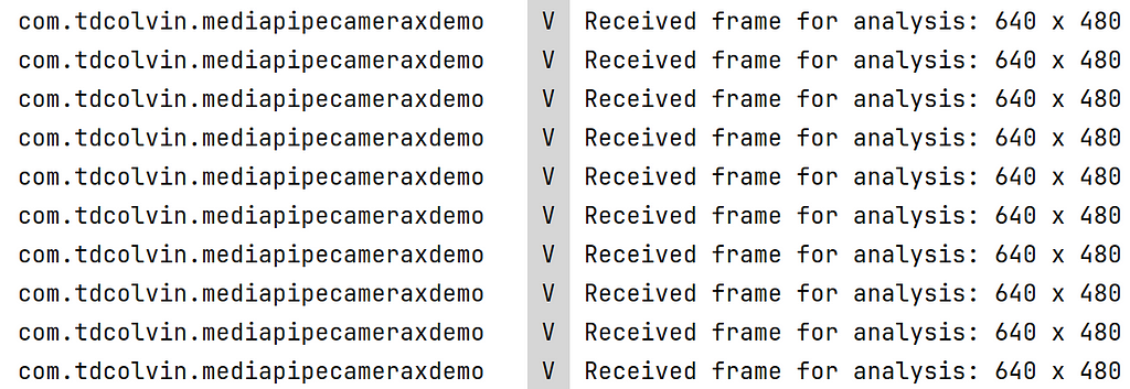 A load of logcat entries which say “Received frame”