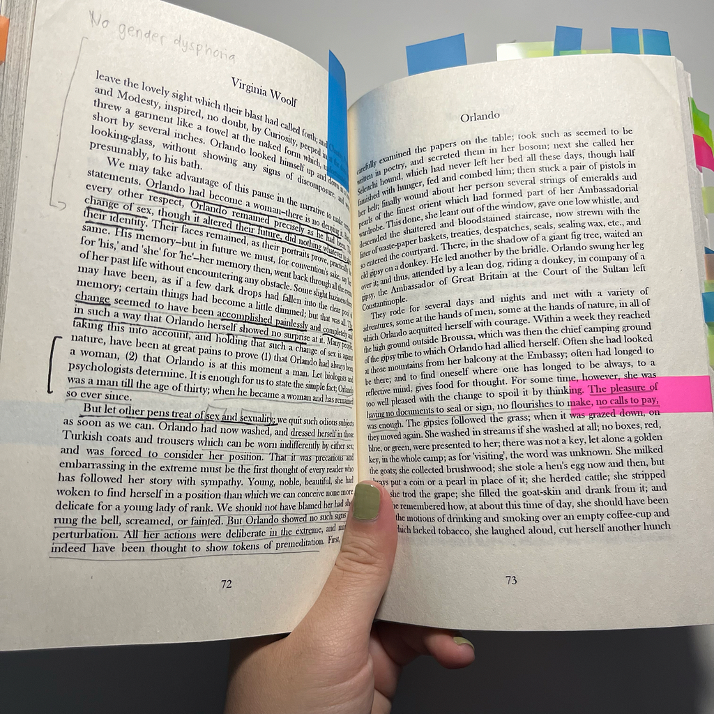 Annotations from Virginia Woolf’s Orlando