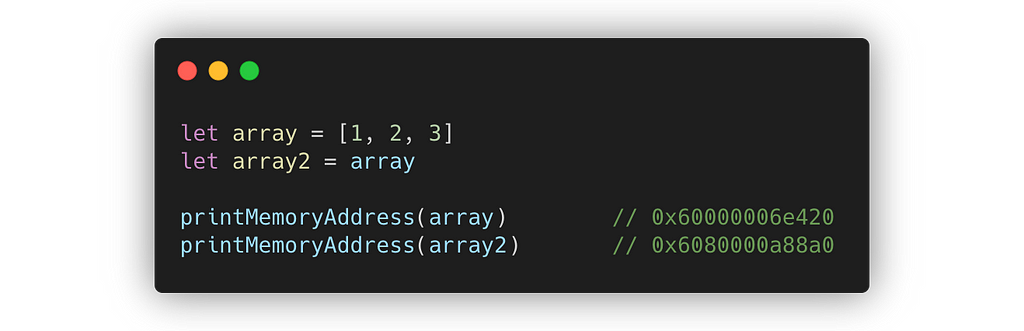 Array is a value type in Swift