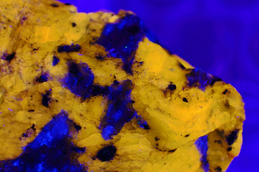 Yellow and blue colored mineral