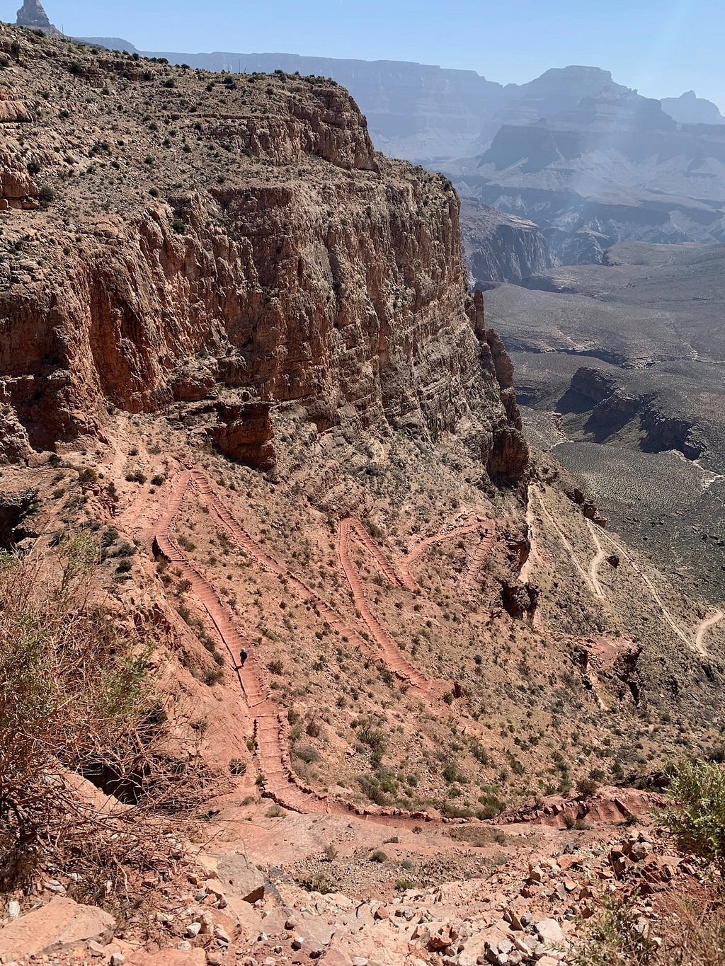 Switchbacks of a hiking path in the Grand Canyon