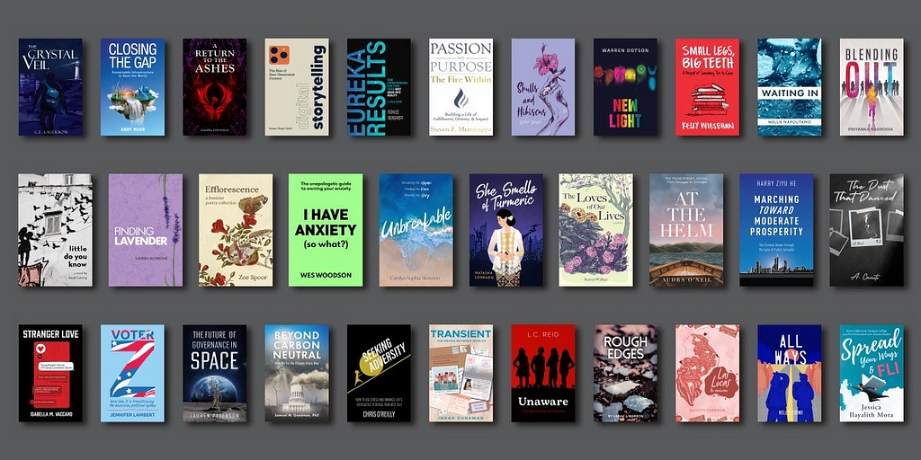 Photo Description: Photo Banner of Book Covers from our April 2021 Publishing Cohort