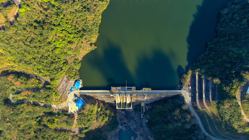 Aerial view of the Pirris Dam in Costa Rica. Photo by ErlenJose/Adobe Stock