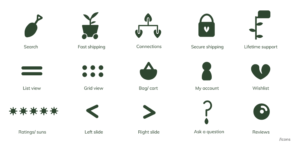 Icons used in the website