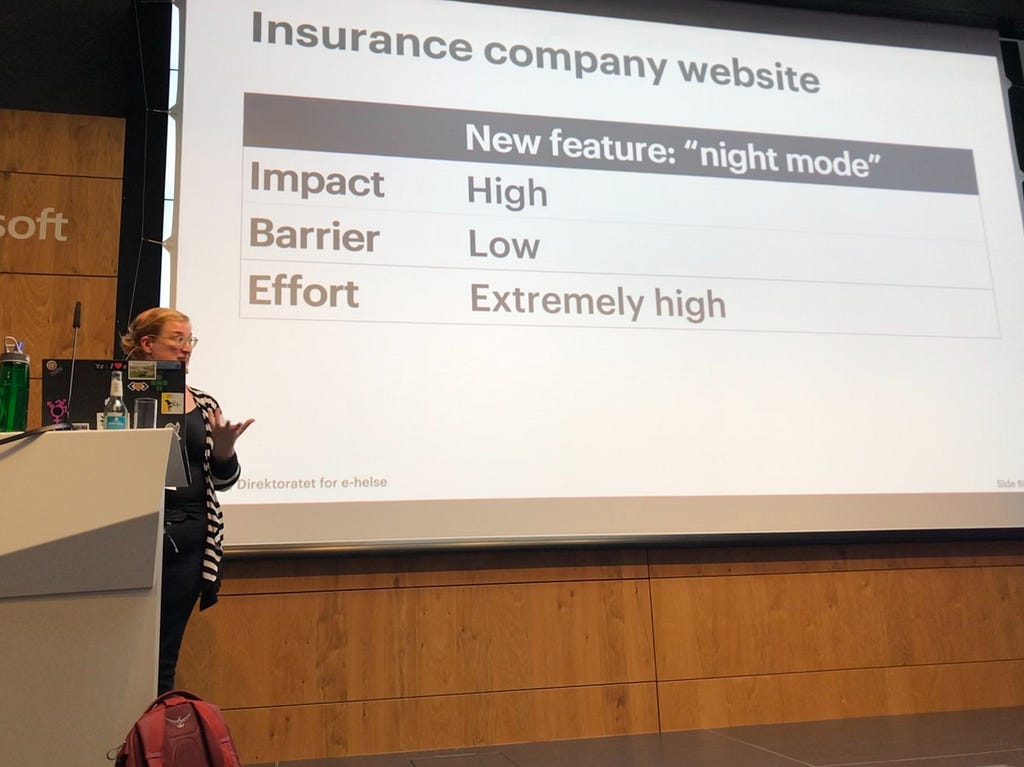 A night mode for an insurance website is useful, but the barrier might not be as important as for other type of product.