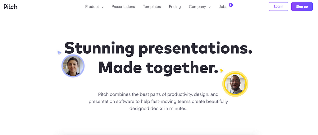 A screenshot of Pitch’s website