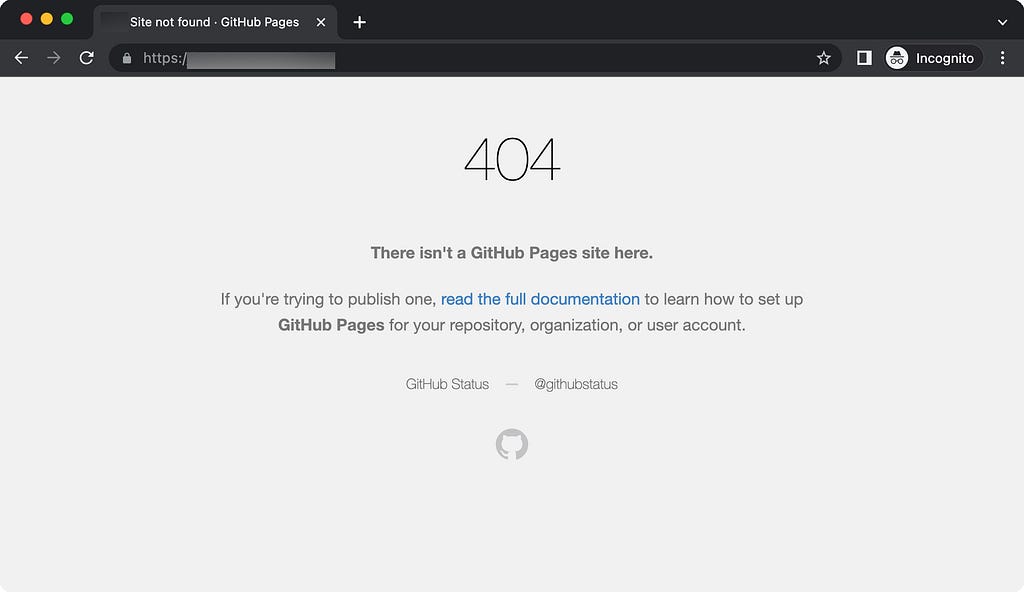 404 page on GitHub