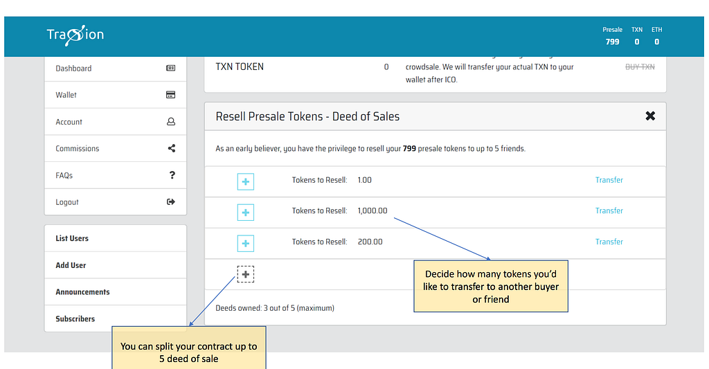 Traxion special pre-sale token feature Traxion special pre-sale token feature