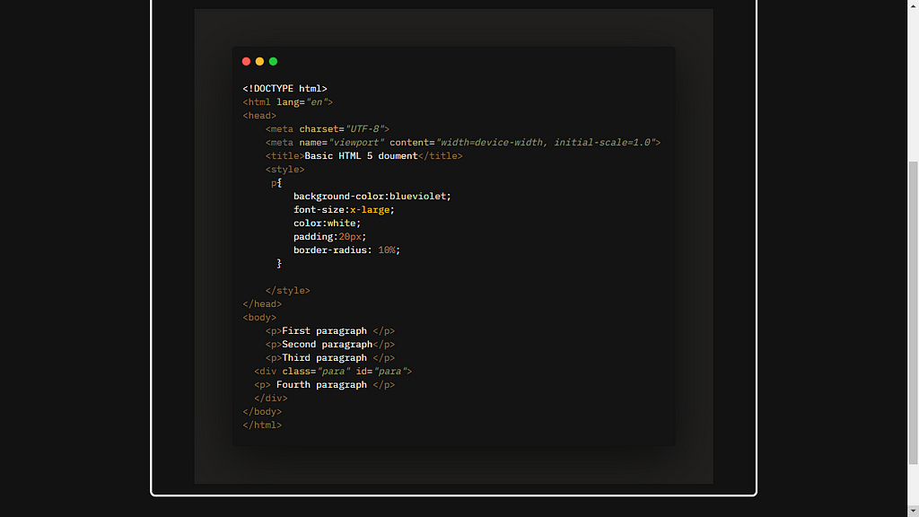 A BASIC HTML PAGE, html code, css
