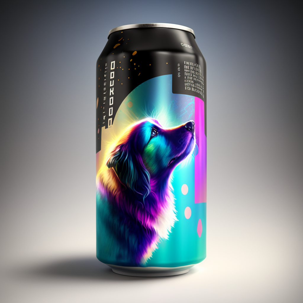 AI generated image, imagine a craft beer designed for dogs..