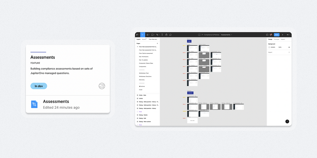 Screenshots of a Figma file thumbnail and file for a “feature” type file