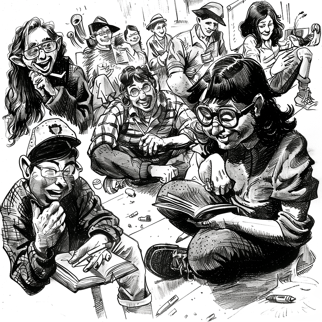 an illustration depicting a group of young junior designers