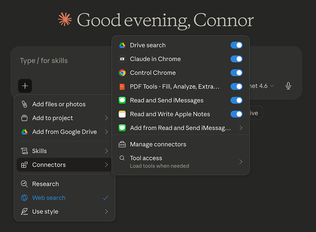 Claude has a full menu of options to allow a user to selectively reference what they desire.