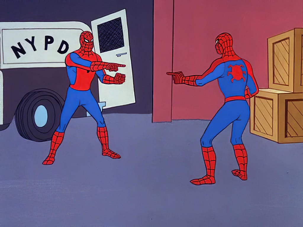 Meme de Spiderman señalándose a sí mismo