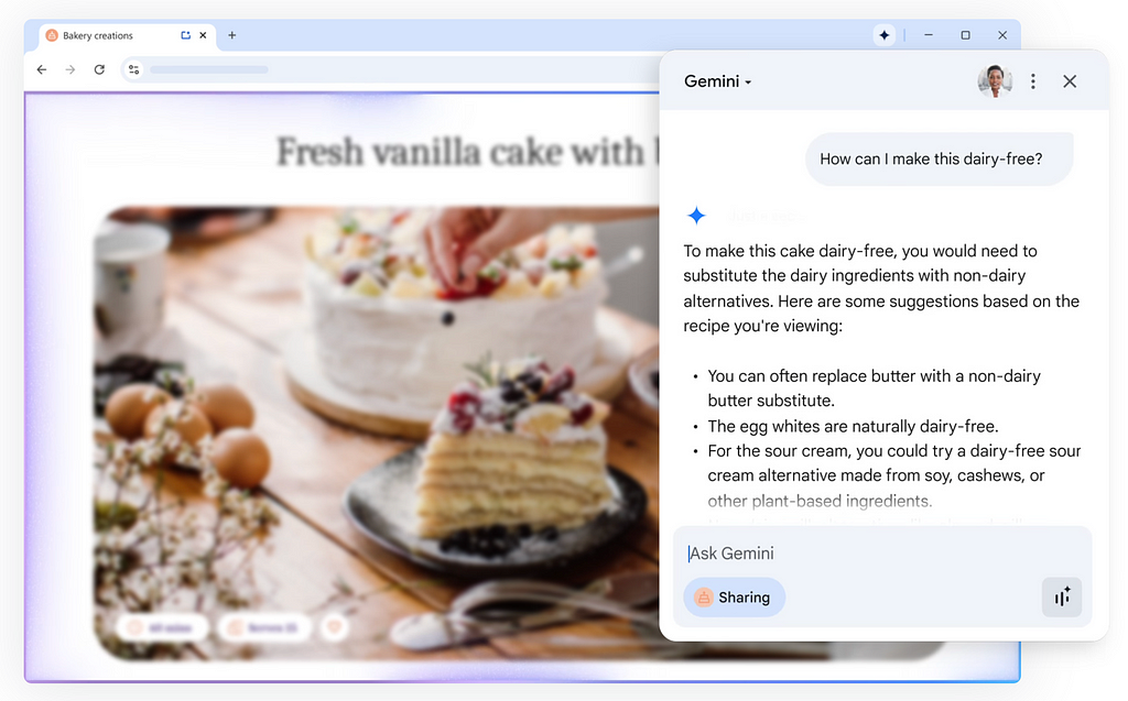 Screenshot of Gemini in Chrome