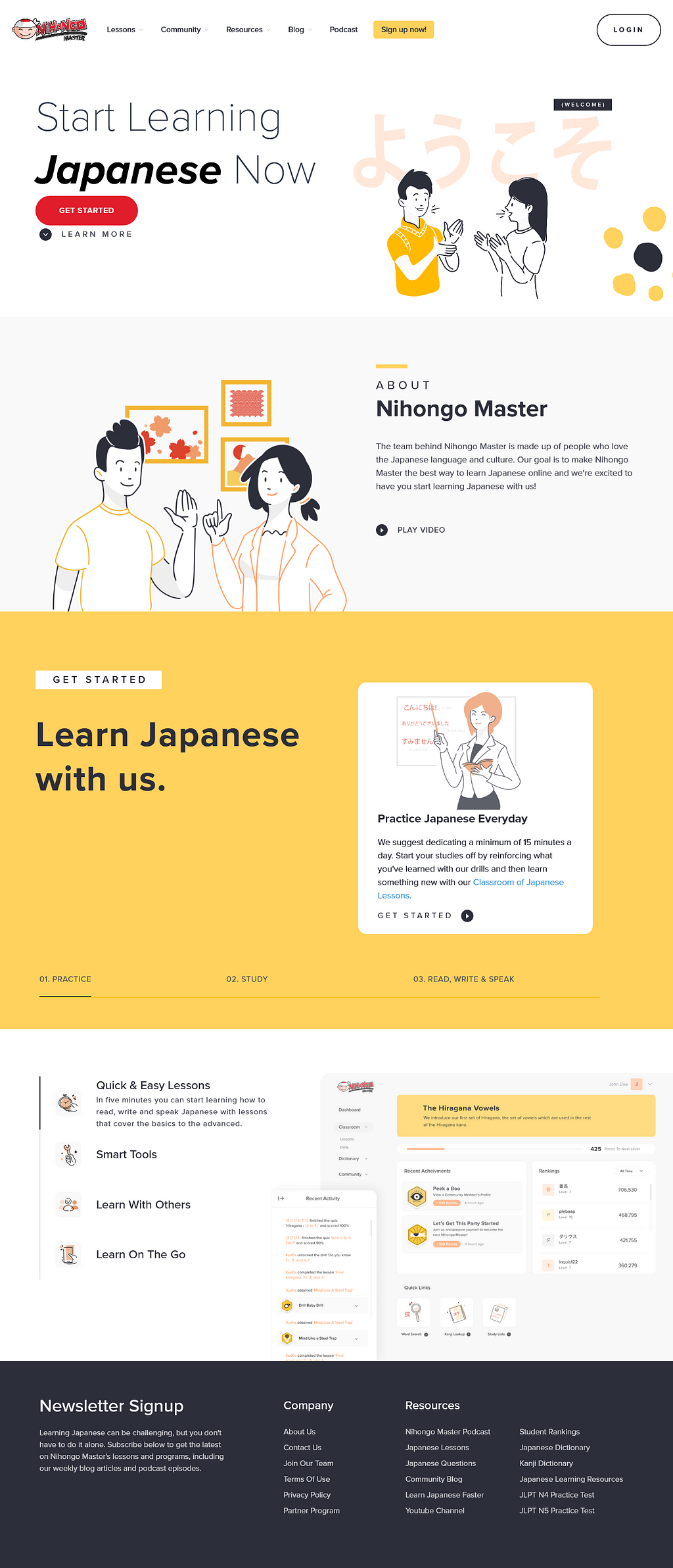 Landing Page of the Nihongo Master Website