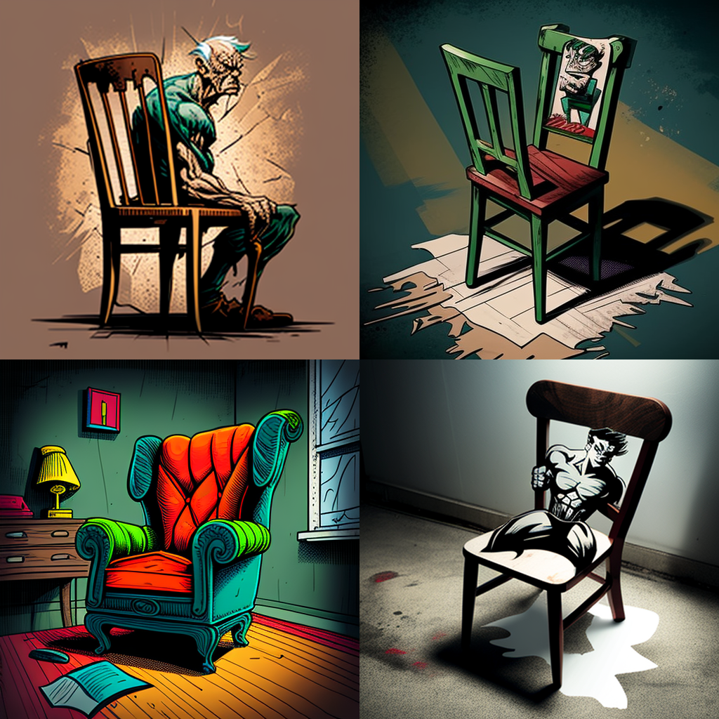 chairs, comic