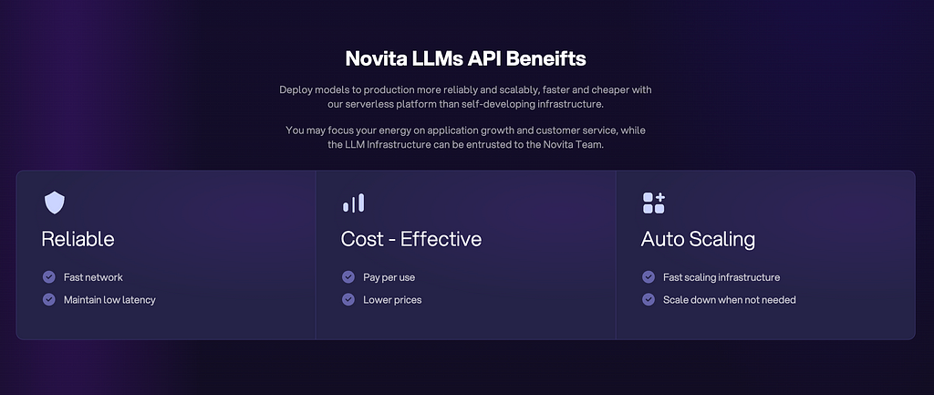 Novita AI LLM API Benefits